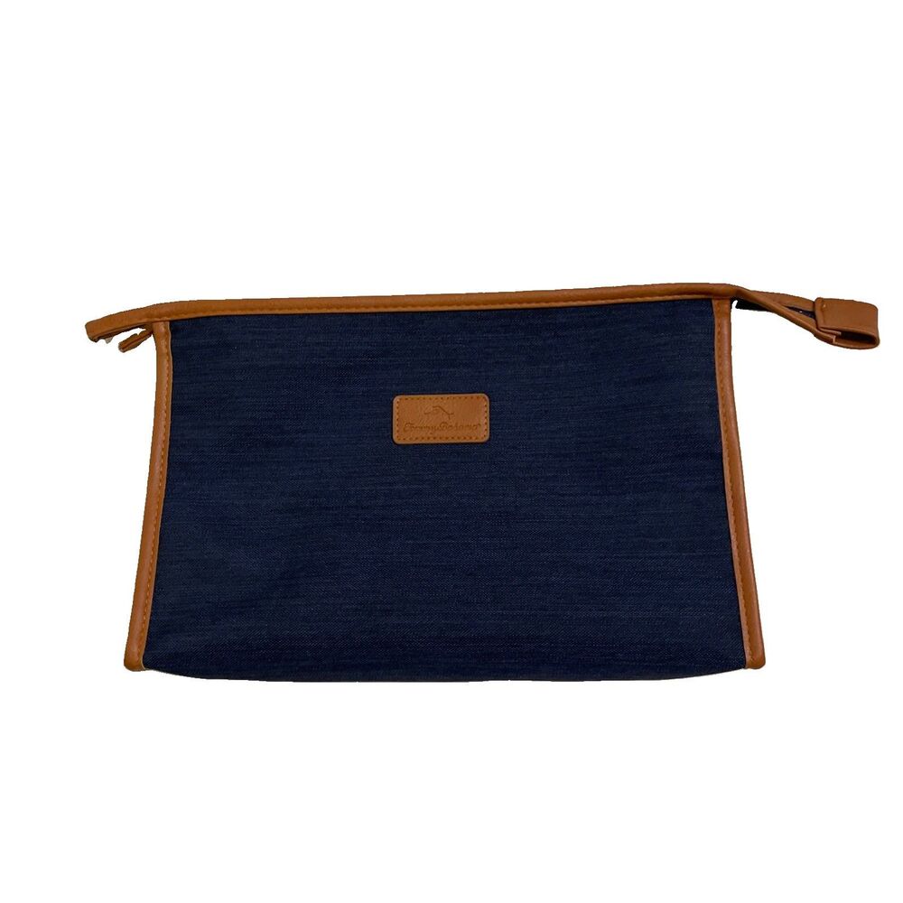 Tommy Bahama Blue Denim Canvas Toiletry Cosmetic Travel Bag Pouch